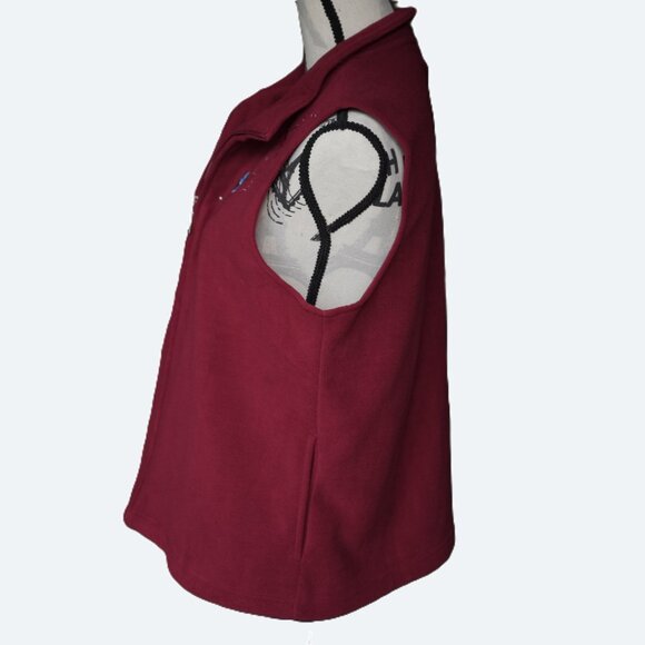 COPY - Classic Editions Red Fleece Vest with Embroidered Bird Design Size L - Picture 6 of 10